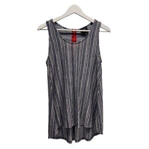 W5 Womens Sleeveless Swing Tunic Top Size Small Gray White Striped Back Zip